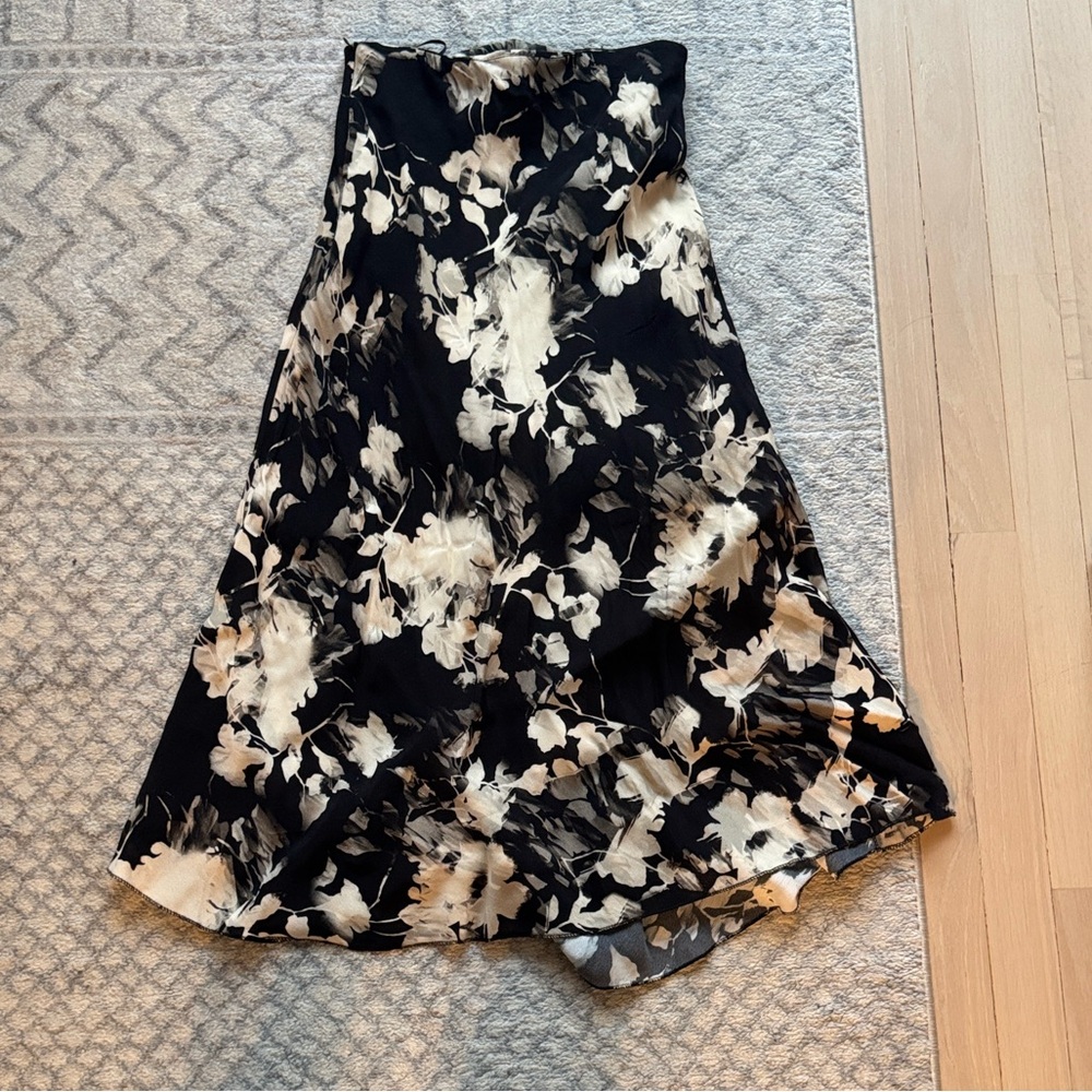 Astr Black & White Floral A-Line Skirt